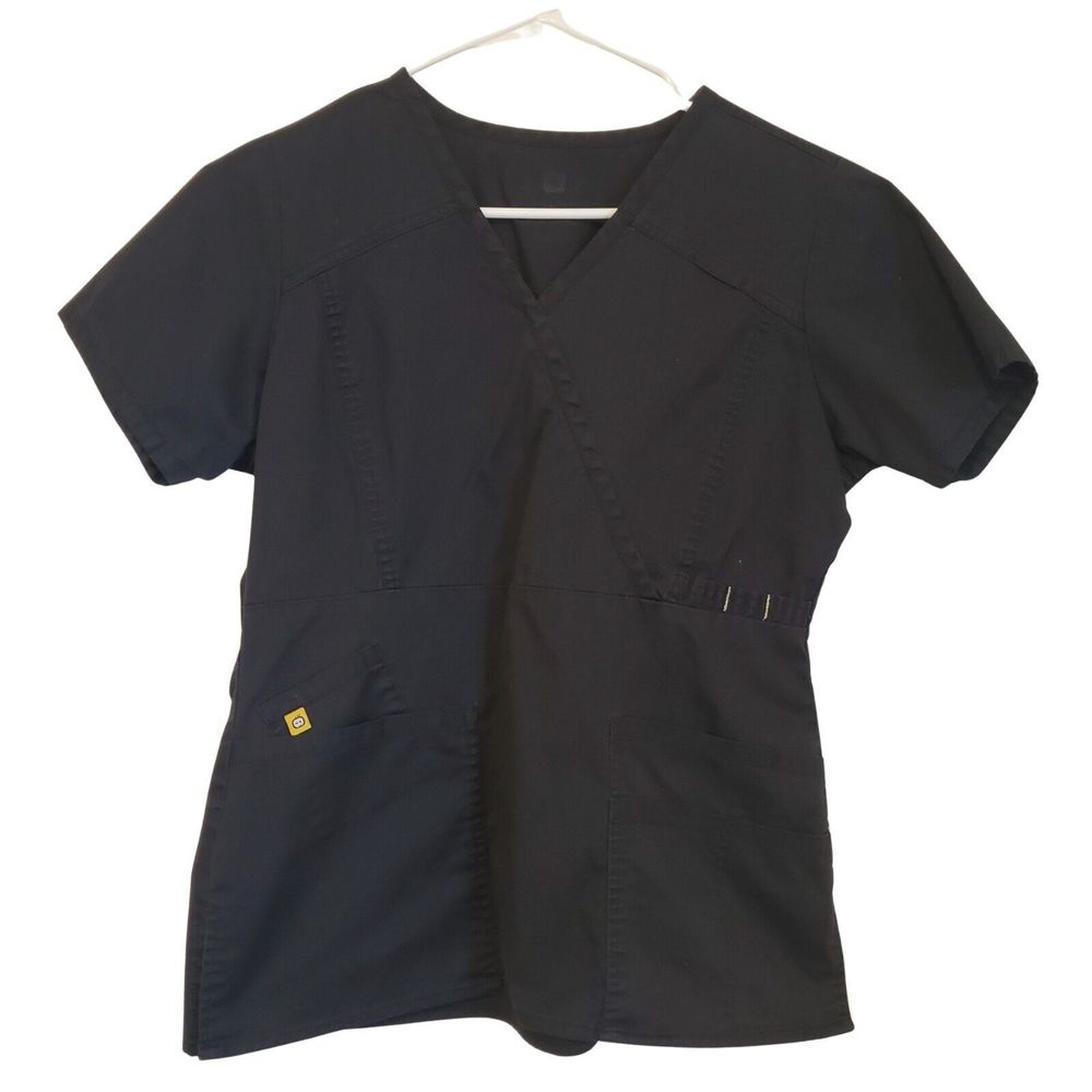 WonderWink Women’s Solid Black Scrub Top Size S